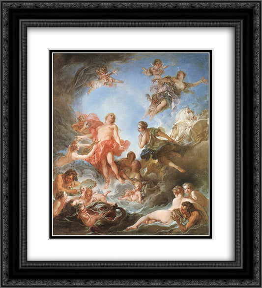 The Rising of the Sun 20x22 Black Ornate Wood Framed Art Print Poster with Double Matting by Boucher, Francois