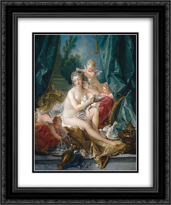 The Toilet of Venus 20x24 Black Ornate Wood Framed Art Print Poster with Double Matting by Boucher, Francois