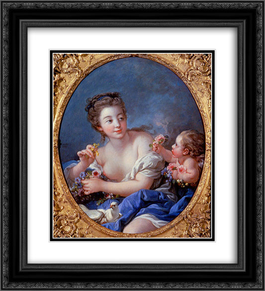 Venus 20x22 Black Ornate Wood Framed Art Print Poster with Double Matting by Boucher, Francois