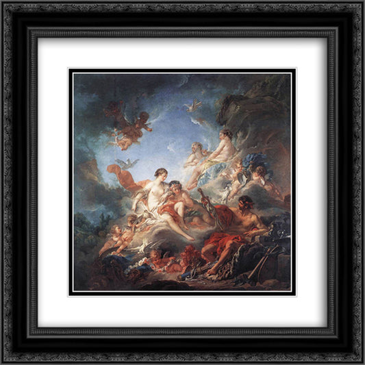 Vulcan Presenting Arms to Venus for Aeneas 20x20 Black Ornate Wood Framed Art Print Poster with Double Matting by Boucher, Francois