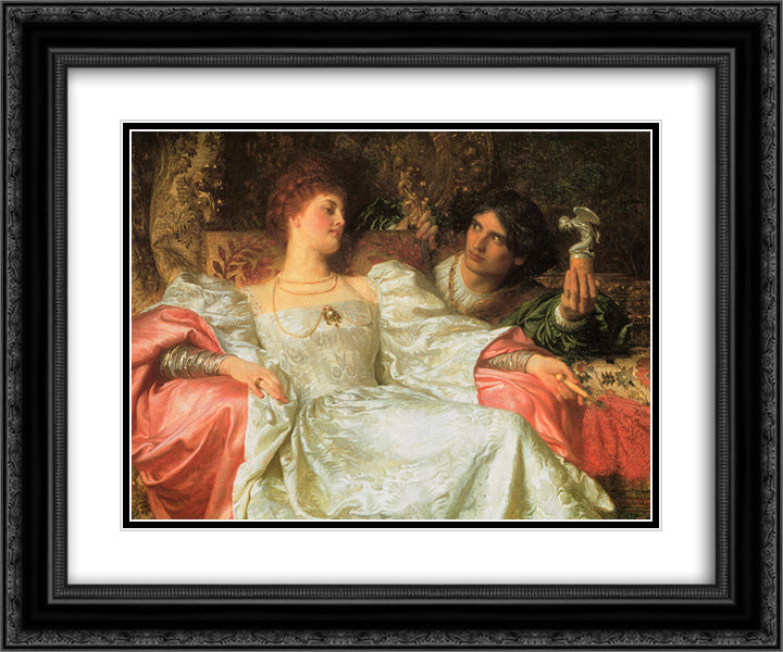 An Offering 24x20 Black Ornate Wood Framed Art Print Poster with Double Matting by Dicksee, Frank