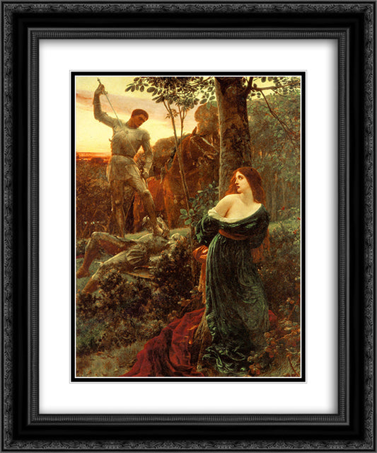 Chivalry 20x24 Black Ornate Wood Framed Art Print Poster with Double Matting by Dicksee, Frank