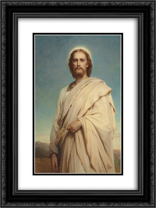 Christ of the Cornfield 18x24 Black Ornate Wood Framed Art Print Poster with Double Matting by Dicksee, Frank