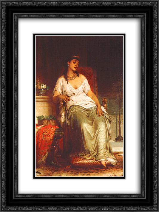 Cleopatra 18x24 Black Ornate Wood Framed Art Print Poster with Double Matting by Dicksee, Frank