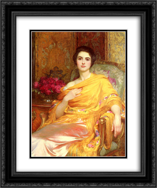 Portrait of Elsa 20x24 Black Ornate Wood Framed Art Print Poster with Double Matting by Dicksee, Frank