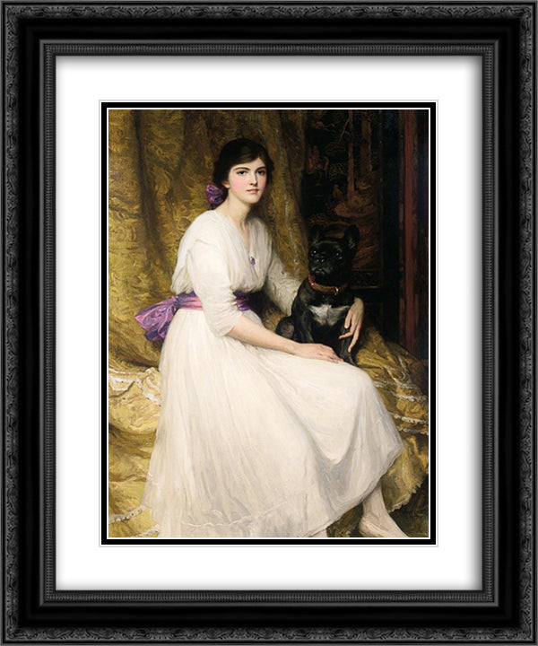 Portrait of the Artist's Niece, Dorothy 20x24 Black Ornate Wood Framed Art Print Poster with Double Matting by Dicksee, Frank