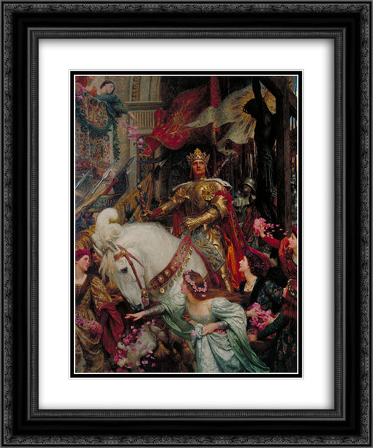 The Two Crowns 20x24 Black Ornate Wood Framed Art Print Poster with Double Matting by Dicksee, Frank