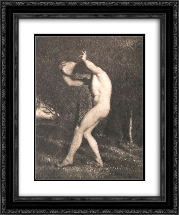 Male Nude 20x24 Black Ornate Wood Framed Art Print Poster with Double Matting by Eugene, Frank