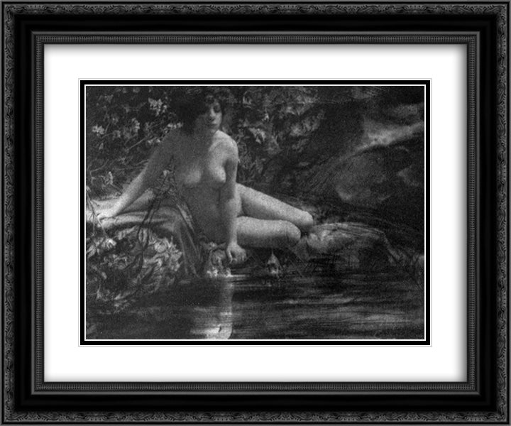 Nu au bord de l'eau 24x20 Black Ornate Wood Framed Art Print Poster with Double Matting by Eugene, Frank