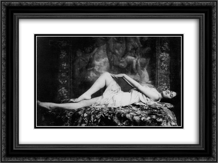 Reclined Woman 24x18 Black Ornate Wood Framed Art Print Poster with Double Matting by Eugene, Frank