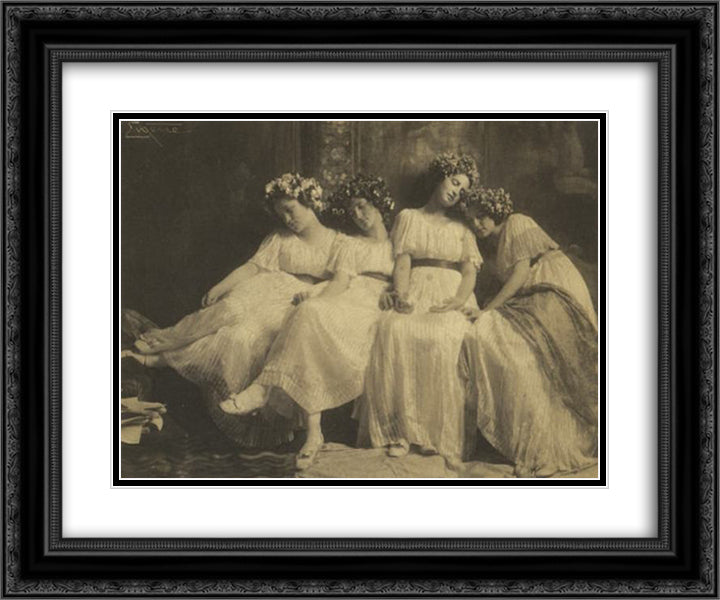 Slumbering Maidens 24x20 Black Ornate Wood Framed Art Print Poster with Double Matting by Eugene, Frank