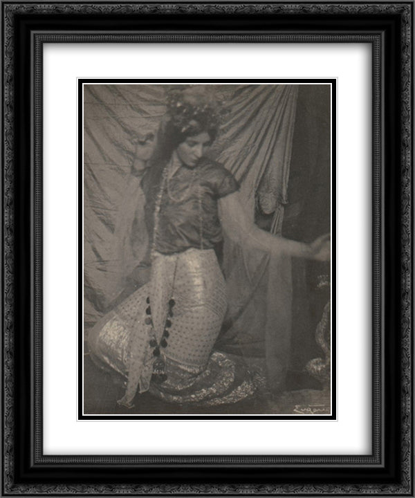 Snakecharmer 20x24 Black Ornate Wood Framed Art Print Poster with Double Matting by Eugene, Frank