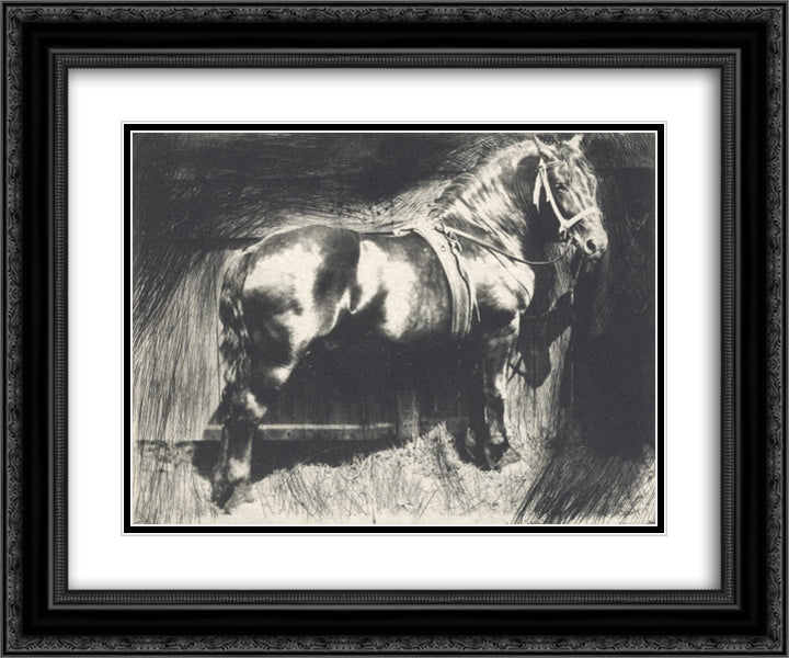 The Horse 24x20 Black Ornate Wood Framed Art Print Poster with Double Matting by Eugene, Frank