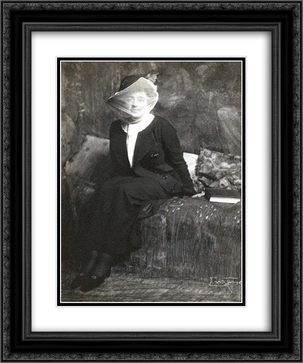 Thilda H. - The Veiled Lady 20x24 Black Ornate Wood Framed Art Print Poster with Double Matting by Eugene, Frank