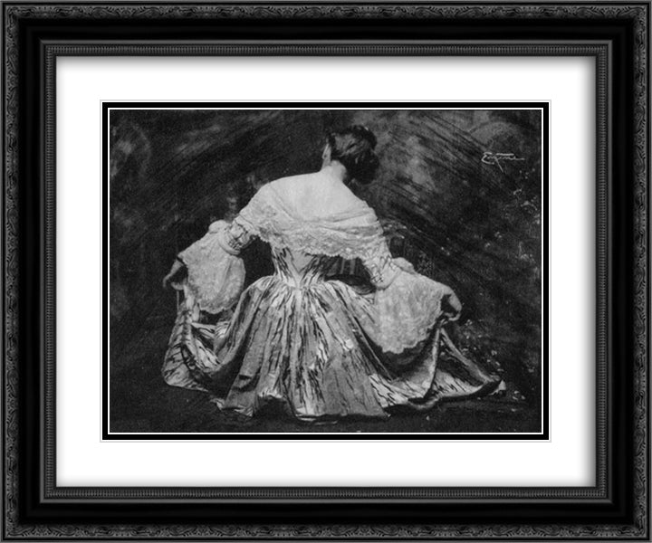 Woman in Dress 24x20 Black Ornate Wood Framed Art Print Poster with Double Matting by Eugene, Frank