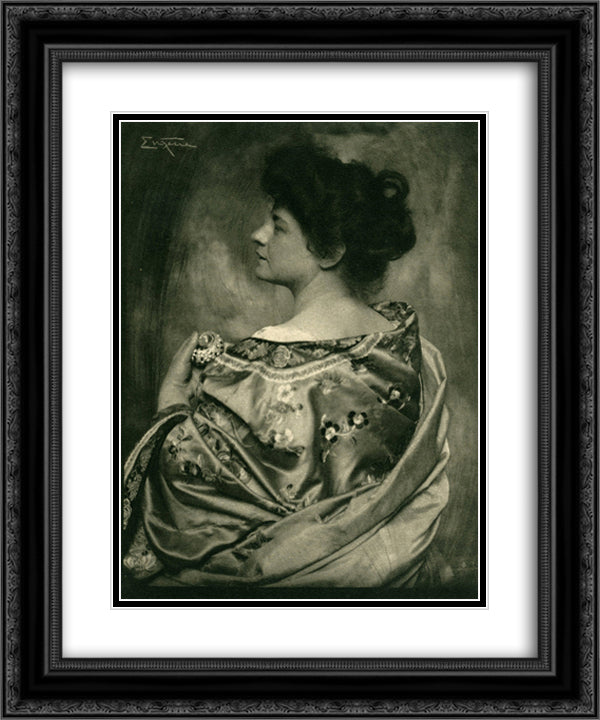 Woman in Kimono 20x24 Black Ornate Wood Framed Art Print Poster with Double Matting by Eugene, Frank