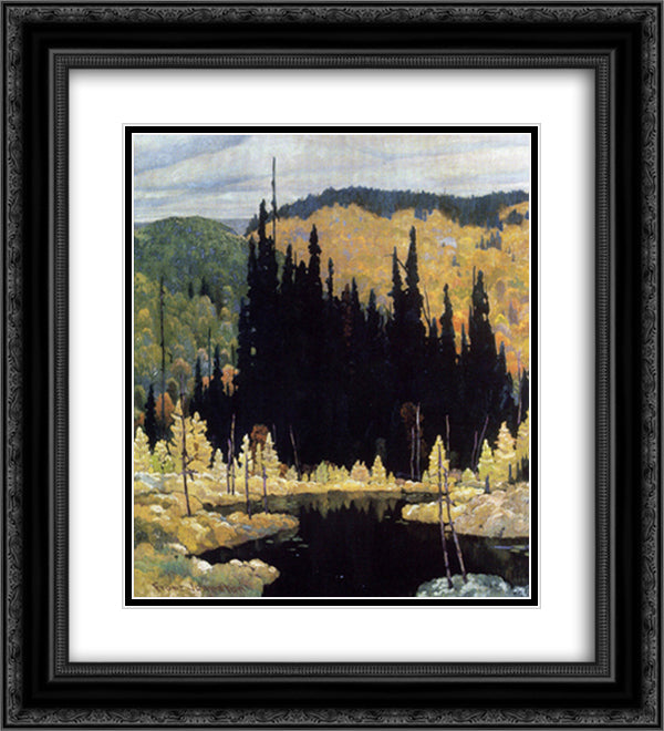 Autumn, Algoma 20x22 Black Ornate Wood Framed Art Print Poster with Double Matting by Johnston, Frank