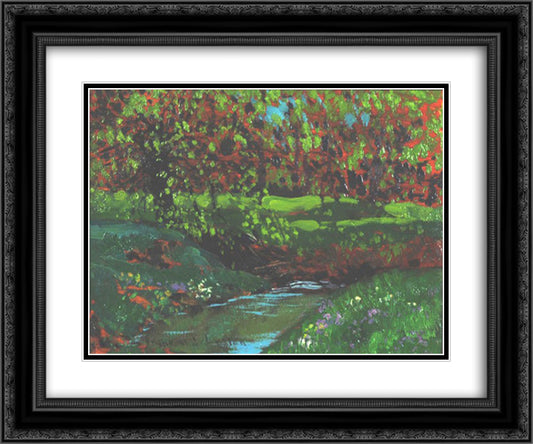 Green Pool 24x20 Black Ornate Wood Framed Art Print Poster with Double Matting by Johnston, Frank