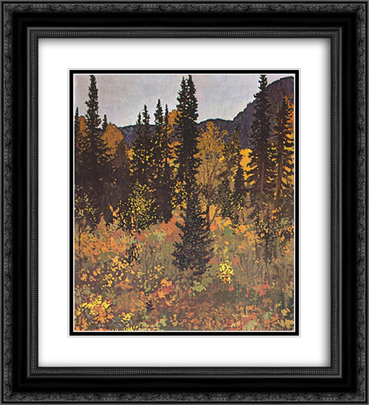 The Dark Woods Interior 20x22 Black Ornate Wood Framed Art Print Poster with Double Matting by Johnston, Frank