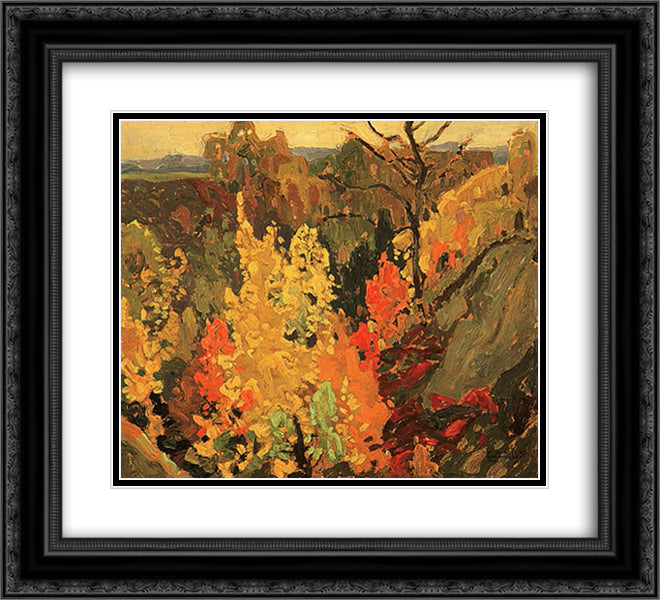 Autumn 22x20 Black Ornate Wood Framed Art Print Poster with Double Matting by Carmichael, Franklin