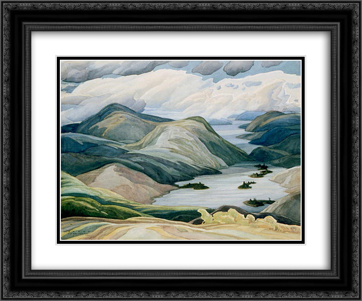 Grace Lake 24x20 Black Ornate Wood Framed Art Print Poster with Double Matting by Carmichael, Franklin