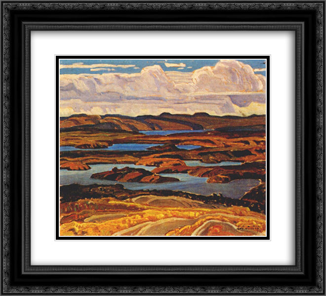 La Cloche Panorama 22x20 Black Ornate Wood Framed Art Print Poster with Double Matting by Carmichael, Franklin