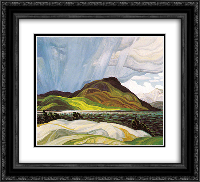 Lake Wabagishik 22x20 Black Ornate Wood Framed Art Print Poster with Double Matting by Carmichael, Franklin