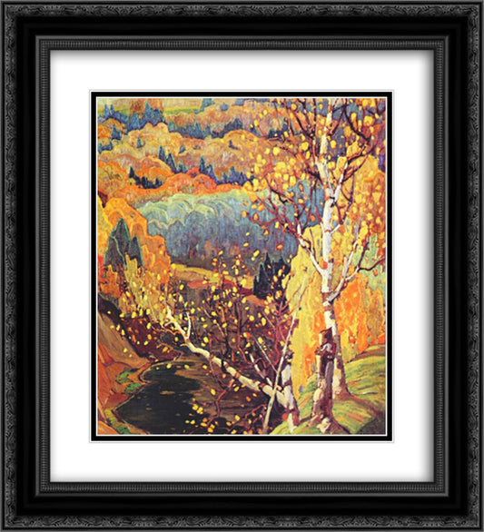 October Gold 20x22 Black Ornate Wood Framed Art Print Poster with Double Matting by Carmichael, Franklin