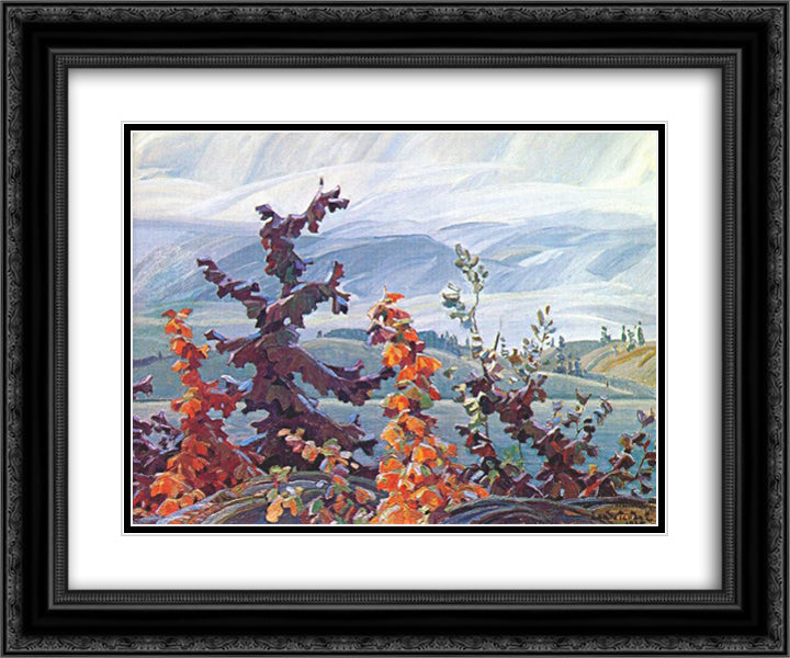 Scrub Oaks and Maples 24x20 Black Ornate Wood Framed Art Print Poster with Double Matting by Carmichael, Franklin