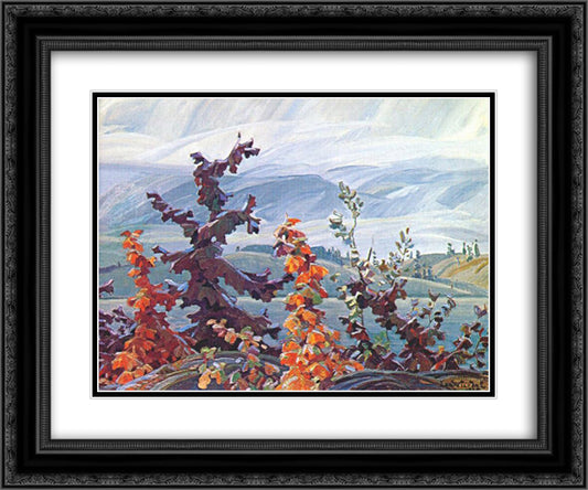 Scrub Oaks and Maples 24x20 Black Ornate Wood Framed Art Print Poster with Double Matting by Carmichael, Franklin