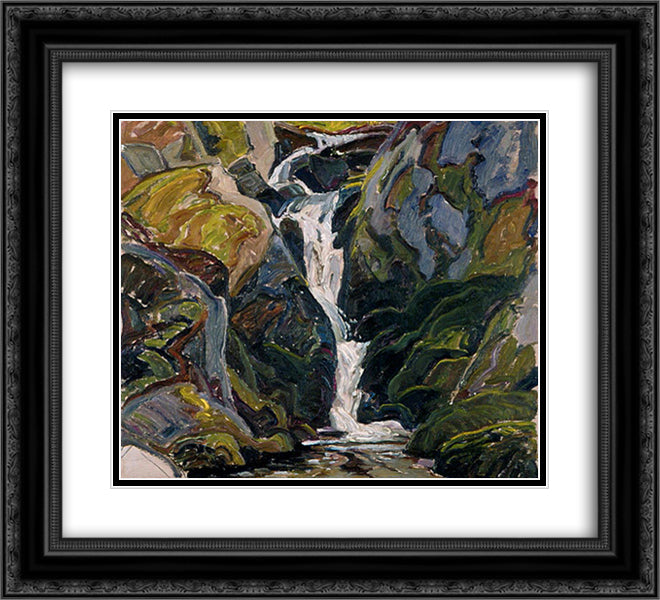 Waterfalls on the Way into Nellie Lake 22x20 Black Ornate Wood Framed Art Print Poster with Double Matting by Carmichael, Franklin