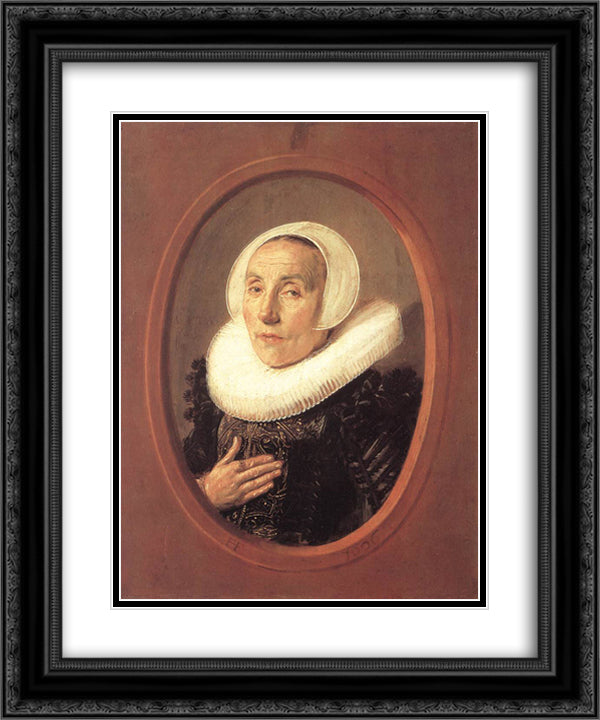 Anna van der Aar 20x24 Black Ornate Wood Framed Art Print Poster with Double Matting by Hals, Frans