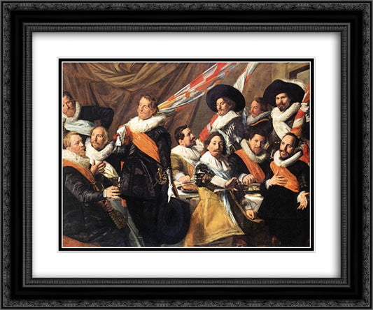 Banquet of the Officers of the St. George Civic Guard Company (detail) 24x20 Black Ornate Wood Framed Art Print Poster with Double Matting by Hals, Frans