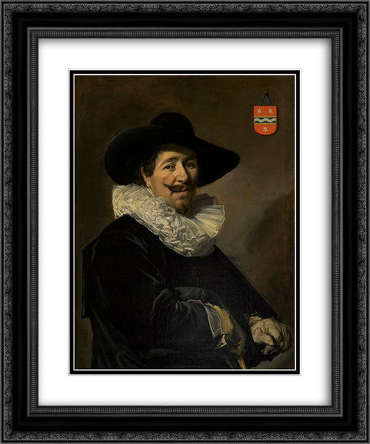 Captain Andries van Hoorn 20x24 Black Ornate Wood Framed Art Print Poster with Double Matting by Hals, Frans