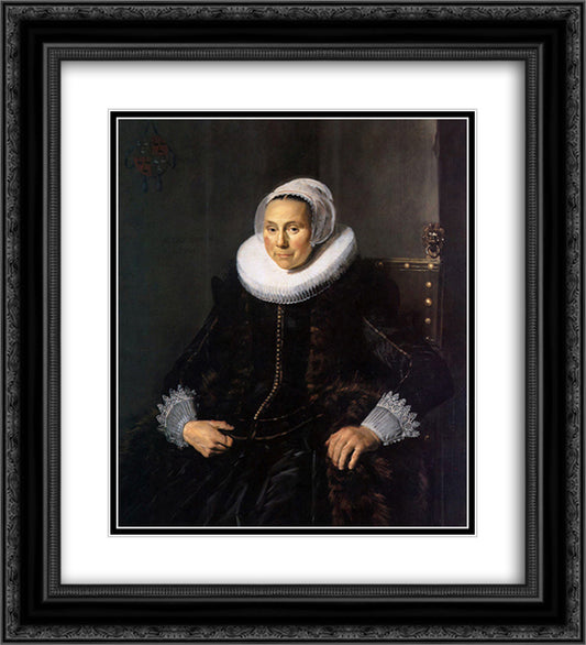 Cornelia Claesdr Vooght 20x22 Black Ornate Wood Framed Art Print Poster with Double Matting by Hals, Frans