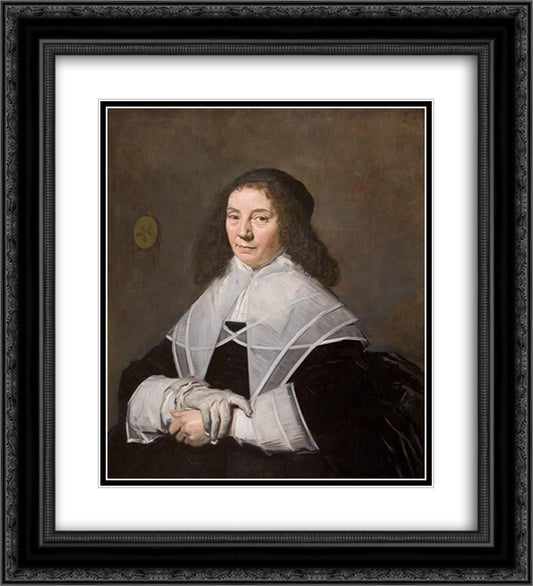 Dorothea Berck 20x22 Black Ornate Wood Framed Art Print Poster with Double Matting by Hals, Frans