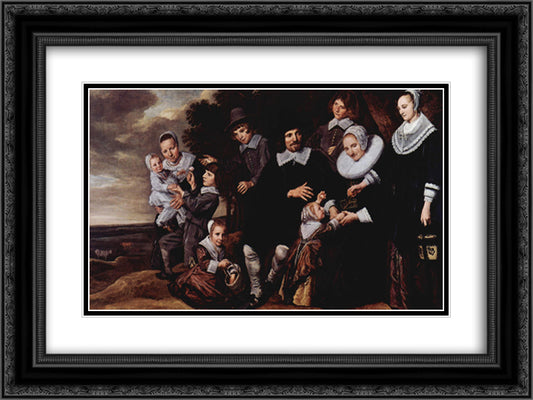 Family Group in a Landscape 24x18 Black Ornate Wood Framed Art Print Poster with Double Matting by Hals, Frans