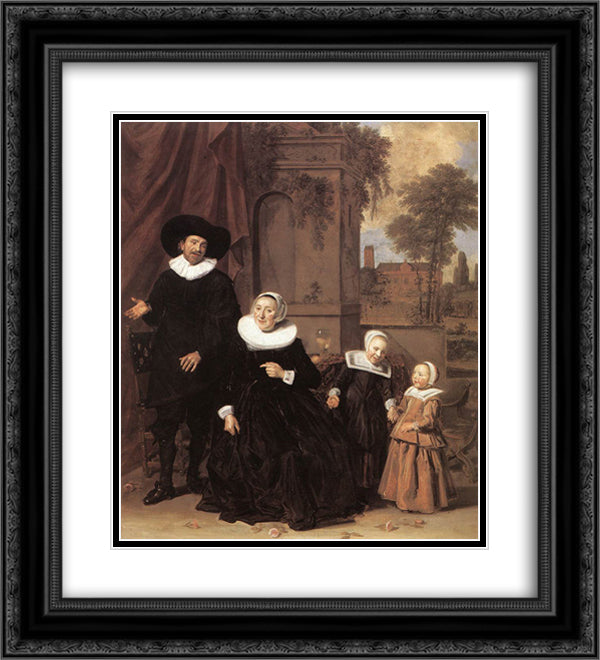 Family portrait 20x22 Black Ornate Wood Framed Art Print Poster with Double Matting by Hals, Frans