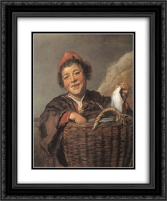 Fisher Boy 20x24 Black Ornate Wood Framed Art Print Poster with Double Matting by Hals, Frans