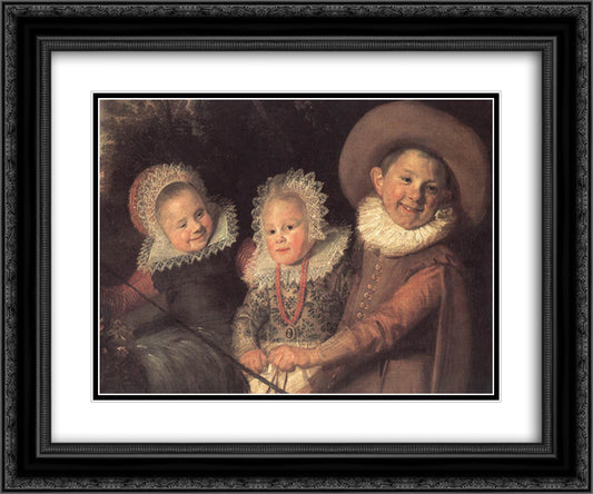 Group of Children (detail) 24x20 Black Ornate Wood Framed Art Print Poster with Double Matting by Hals, Frans