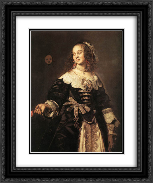 Isabella Coymans 20x24 Black Ornate Wood Framed Art Print Poster with Double Matting by Hals, Frans