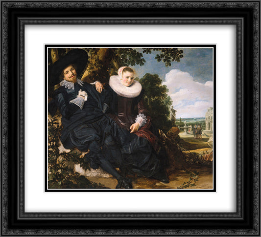 Marriage Portrait of Isaac Massa and Beatrix van der Laen 22x20 Black Ornate Wood Framed Art Print Poster with Double Matting by Hals, Frans