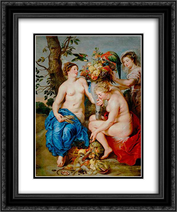 Ceres with two nymphs 20x24 Black Ornate Wood Framed Art Print Poster with Double Matting by Snyders, Frans