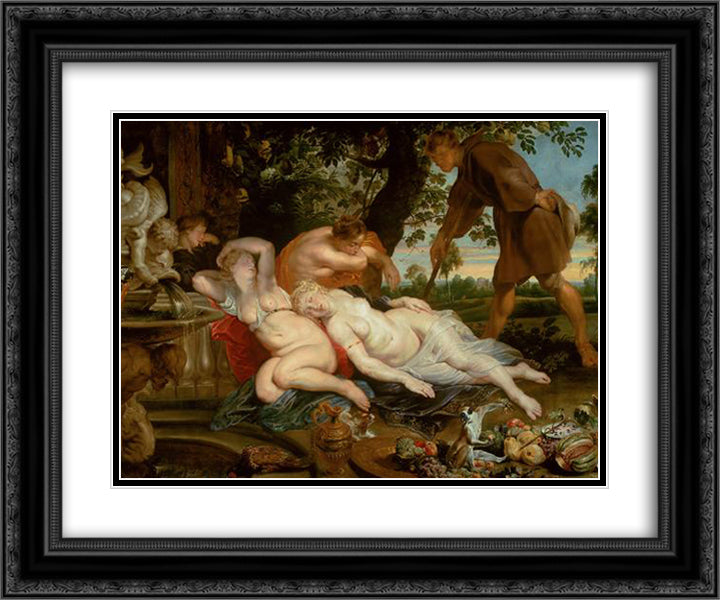 Cymon and Iphigenia 24x20 Black Ornate Wood Framed Art Print Poster with Double Matting by Snyders, Frans