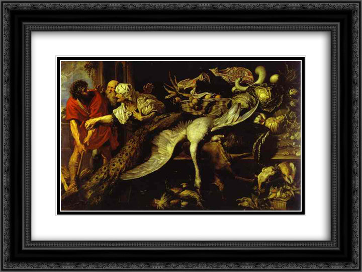 Philomenes Recognized by the Old Woman 24x18 Black Ornate Wood Framed Art Print Poster with Double Matting by Snyders, Frans