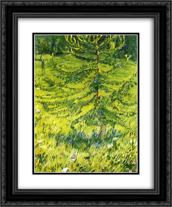 Larch Sapling 20x24 Black Ornate Wood Framed Art Print Poster with Double Matting by Marc, Franz