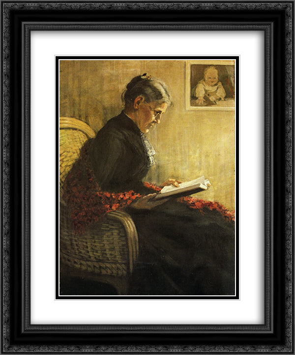 Portrait of the Artist's Mother 20x24 Black Ornate Wood Framed Art Print Poster with Double Matting by Marc, Franz