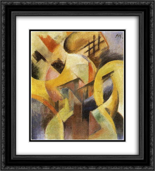 Small Composition I 20x22 Black Ornate Wood Framed Art Print Poster with Double Matting by Marc, Franz