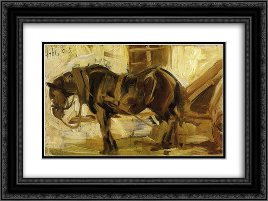 Small Horse Study 24x18 Black Ornate Wood Framed Art Print Poster with Double Matting by Marc, Franz