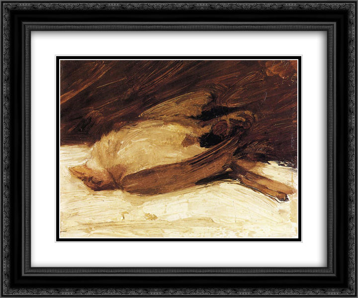 The Dead Sparrow 24x20 Black Ornate Wood Framed Art Print Poster with Double Matting by Marc, Franz